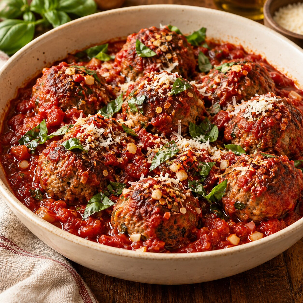 Mama’s Meatballs with Arrabbiata Sauce