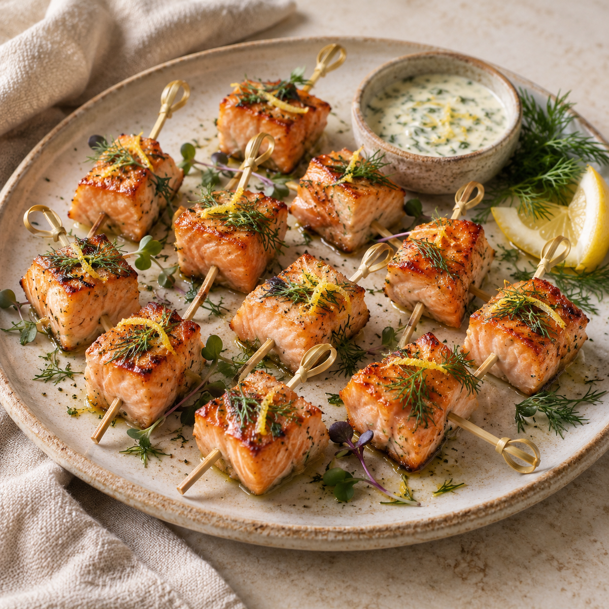 Mini Salmon Skewers - One Dozen